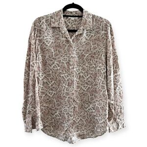Beachlunchlounge Collection 100% Viscose Animal Print Button Down High-Low Shirt